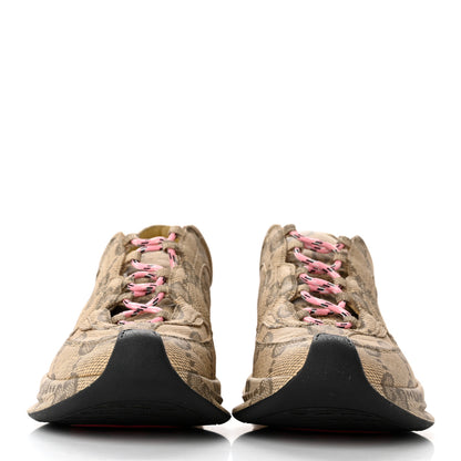 Gucci Ultralight Plume Calfskin Monogram Printed Womens Gucci Run Sneakers 37.5 Beige Ebony 2 of 8