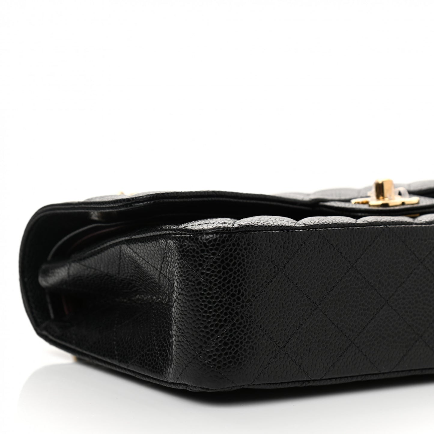 Caviar Quilted Medium Double Flap Black