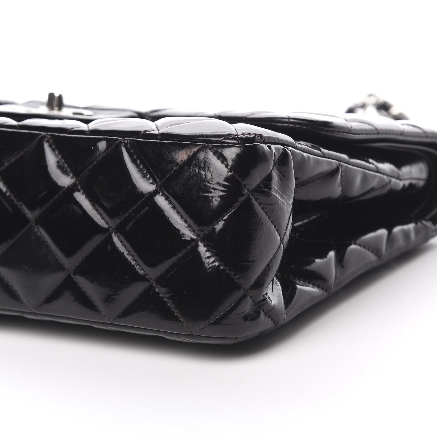 Patent Quilted Jumbo Double Flap Black