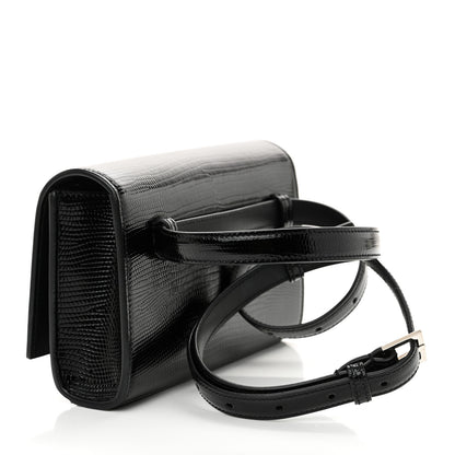 Saint Laurent Calfskin Lizard Embossed Monogram Kate Belt Bag Black 3 of 12