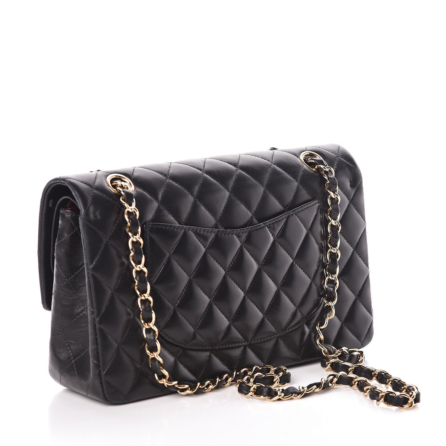 Lambskin Quilted Medium Double Flap Black