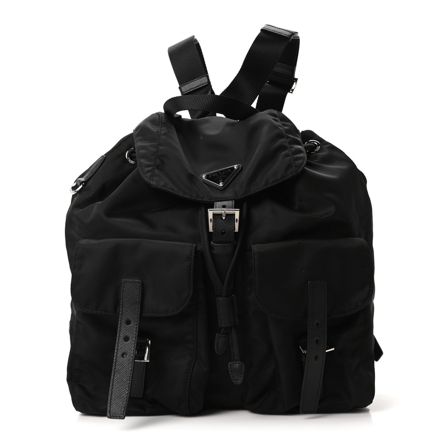 Tessuto Nylon Saffiano Medium Backpack Black