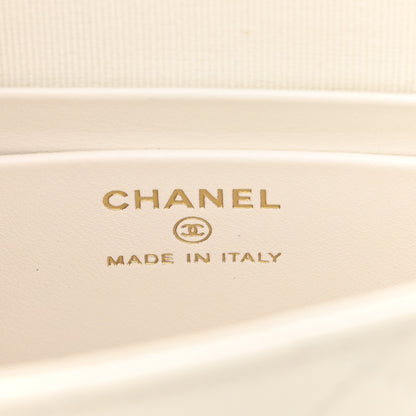Chanel Shiny Aged Calfskin Quilted Top Handle Clutch With Chain White 6 of 11