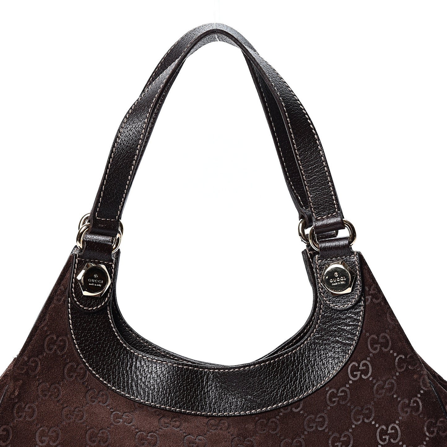 Monogram Suede Medium Charmy Shoulder Bag Dark Brown