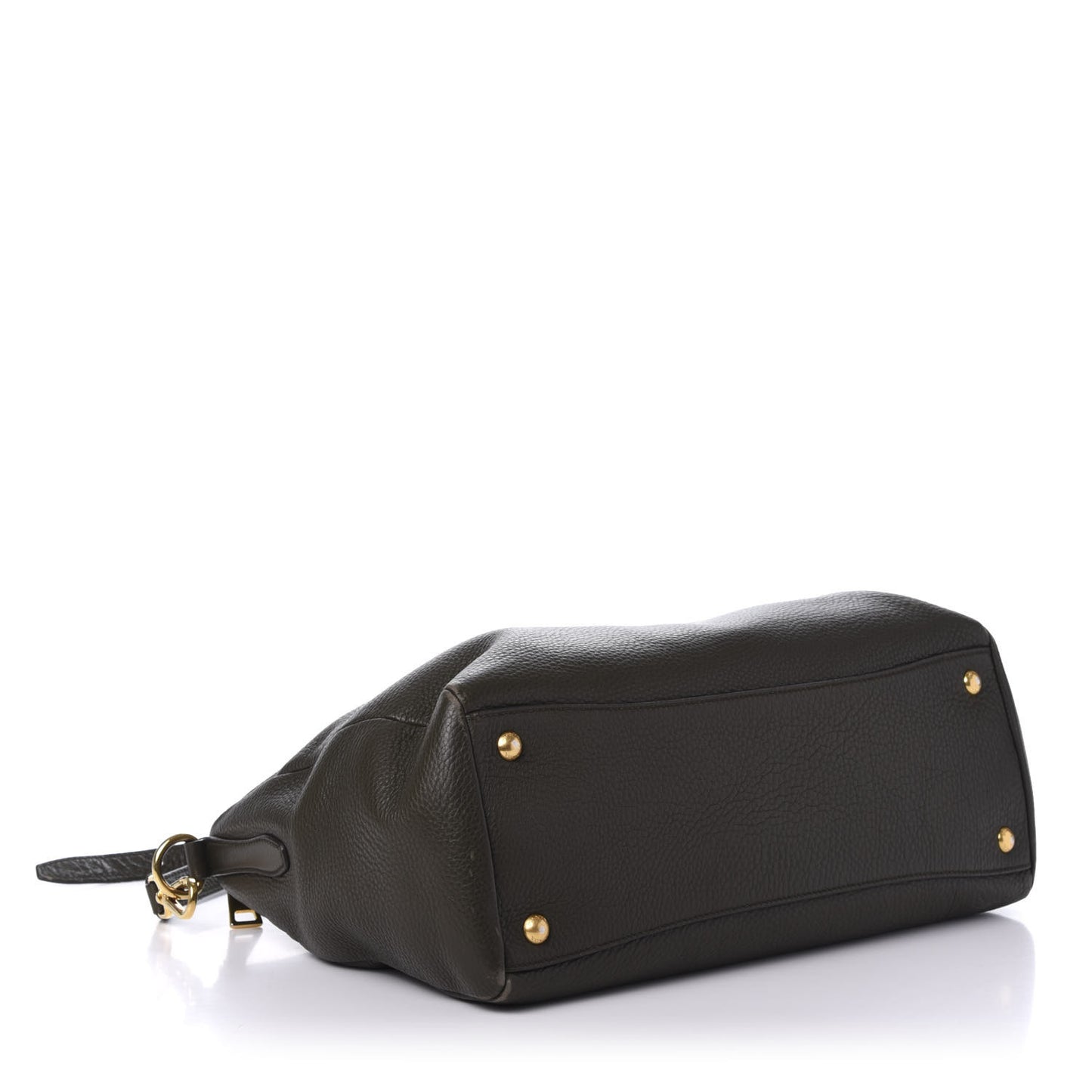 Vitello Daino Top Handle Zip Tote Militare