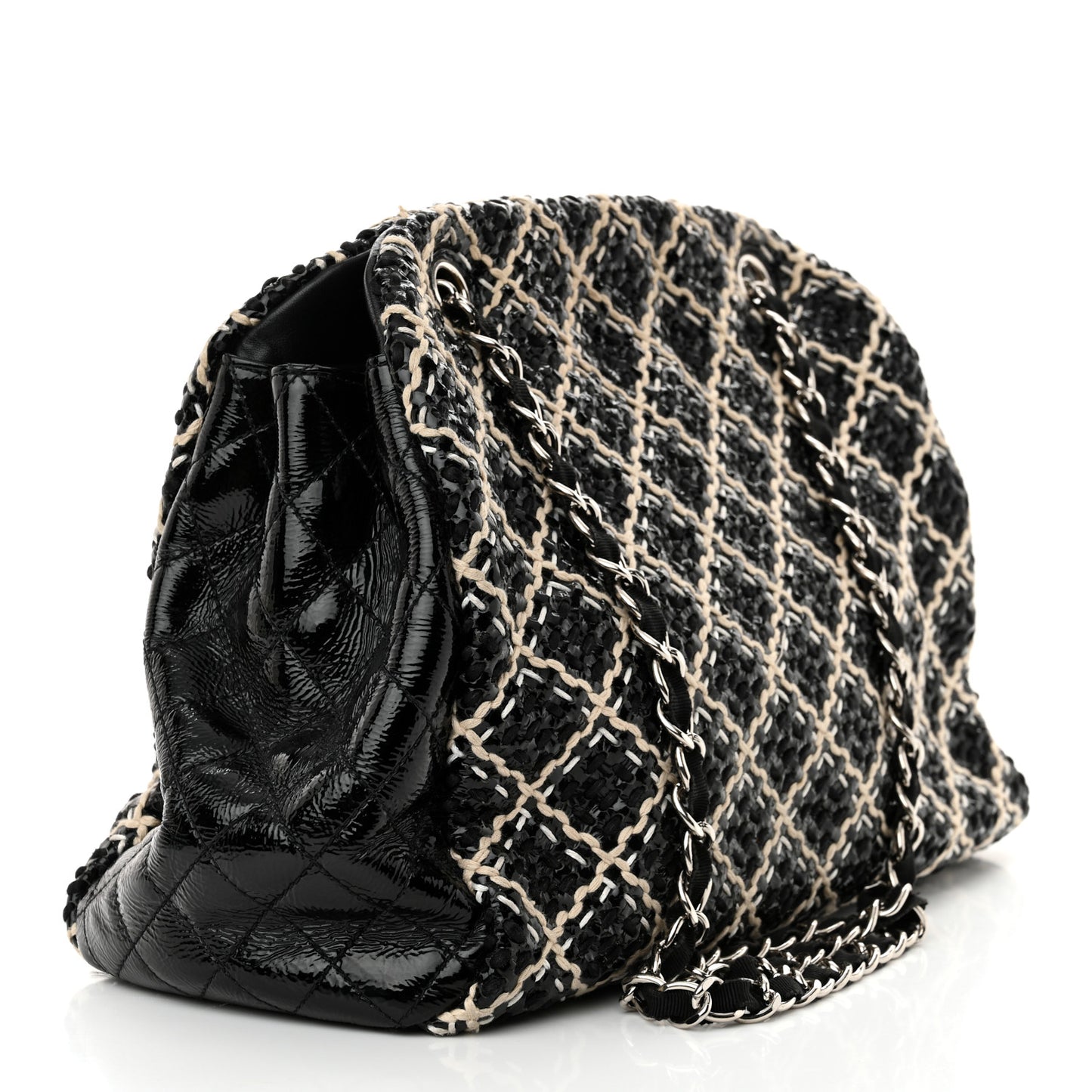 Patent Hand Embroidered Large Just Mademoiselle Black