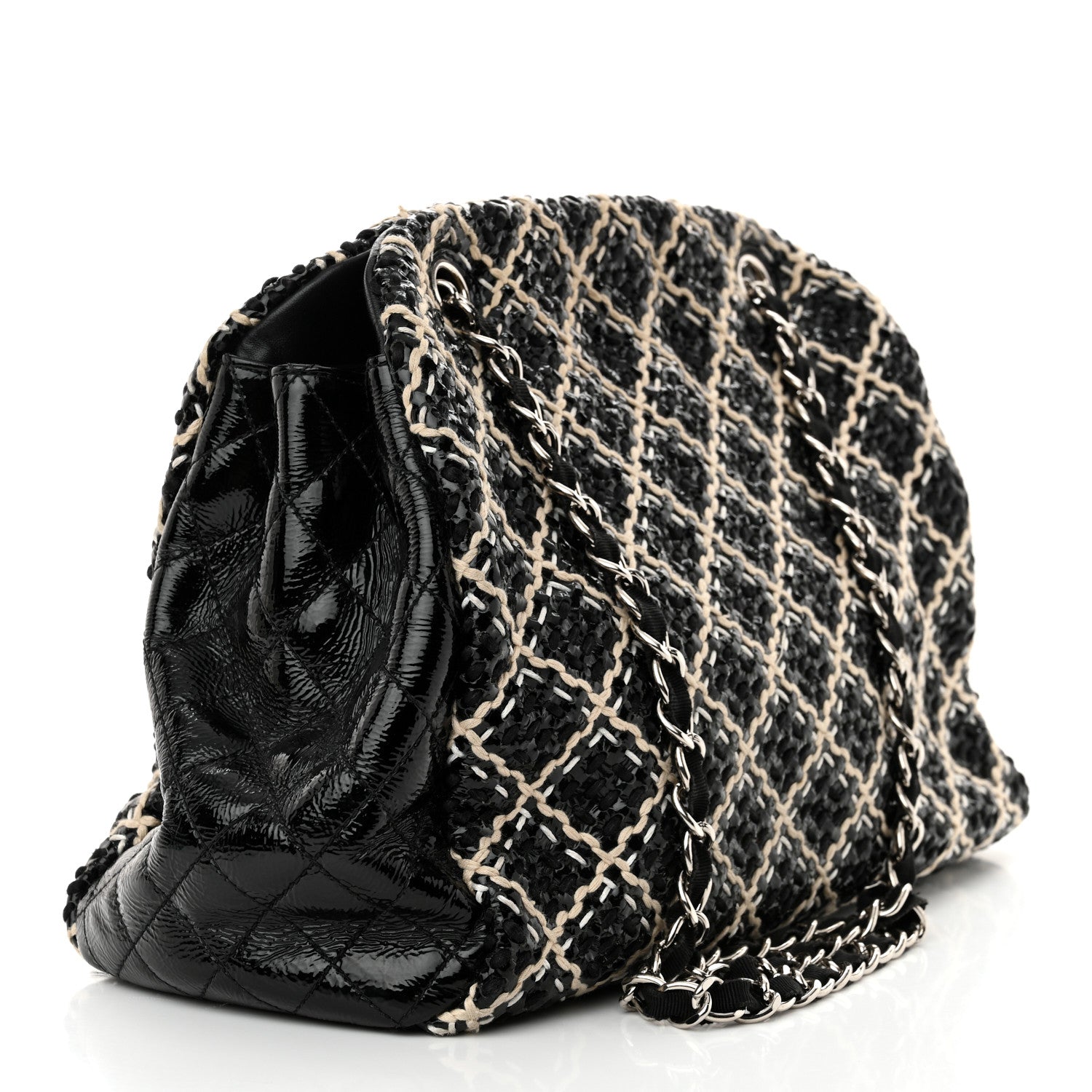 Chanel Patent Hand Embroidered Large Just Mademoiselle Black 3 of 11