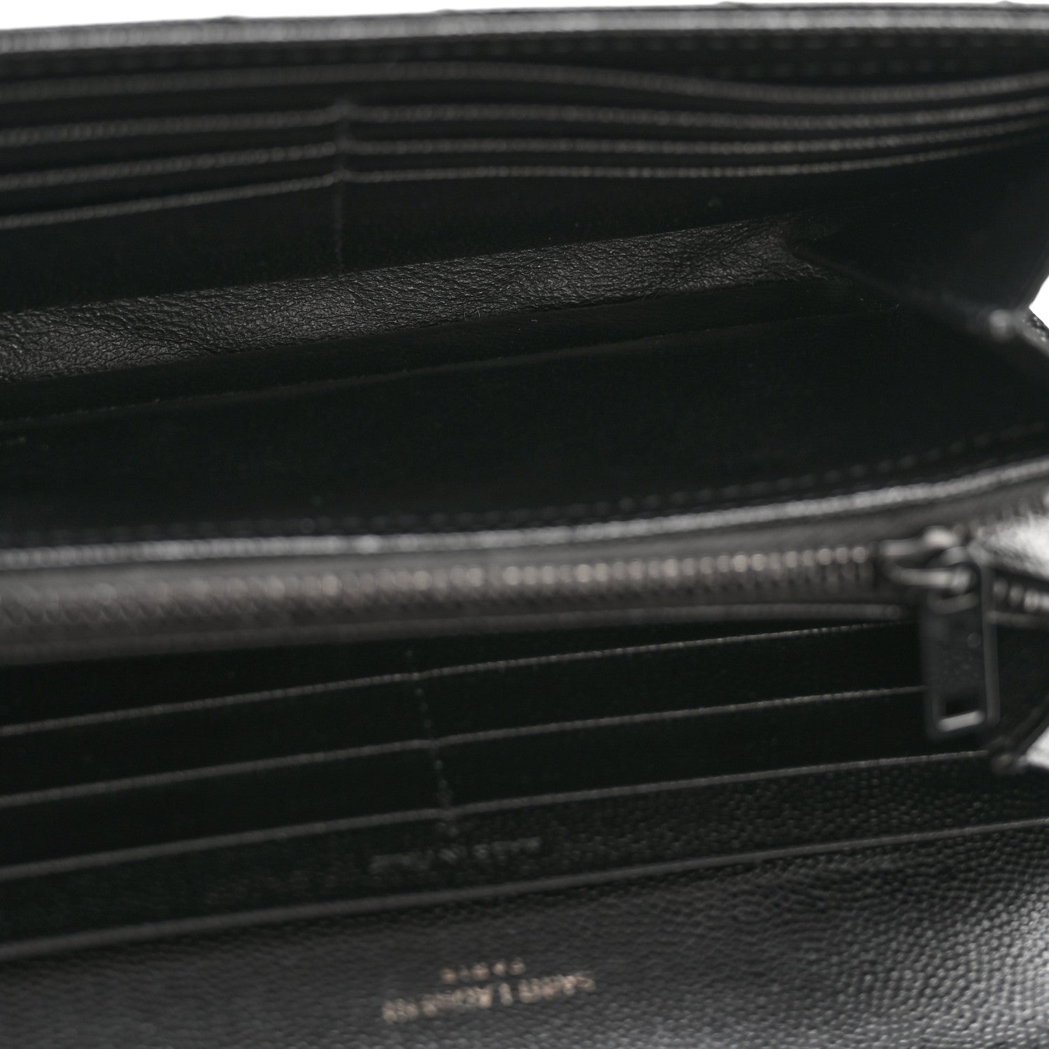 Saint Laurent Grain De Poudre Matelasse Chevron Monogram Flap Wallet Black 5 of 9