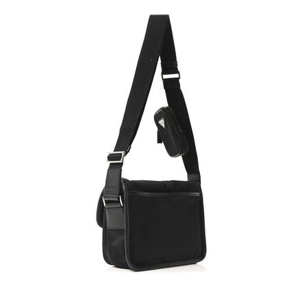 Prada Re-Nylon Saffiano Pocket Double Snap Buckle Messenger Shoulder Bag Black 3 of 10