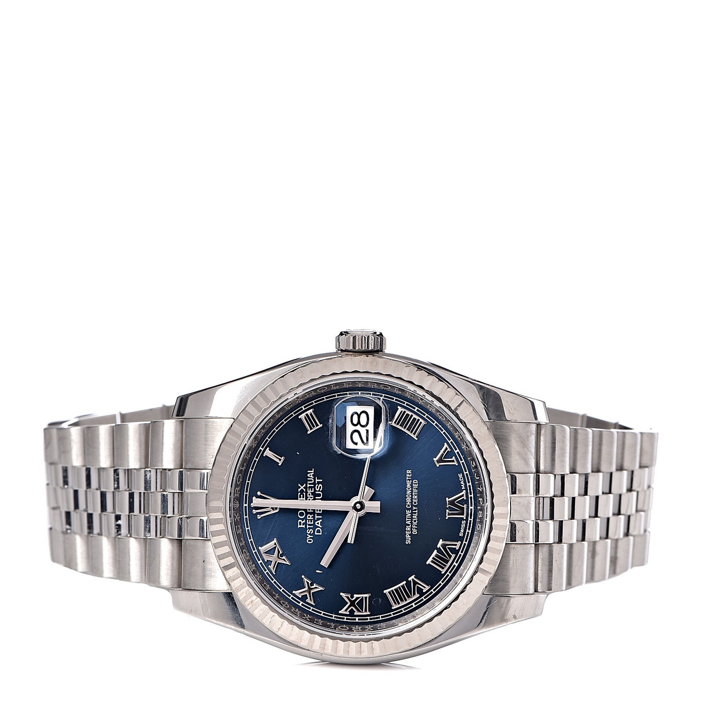 Stainless Steel 18K White Gold 36mm Oyster Perpetual Datejust Watch Blue Roman 116234