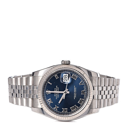 Rolex Stainless Steel 18K White Gold 36mm Oyster Perpetual Datejust Watch Blue Roman 116234 3 of 7