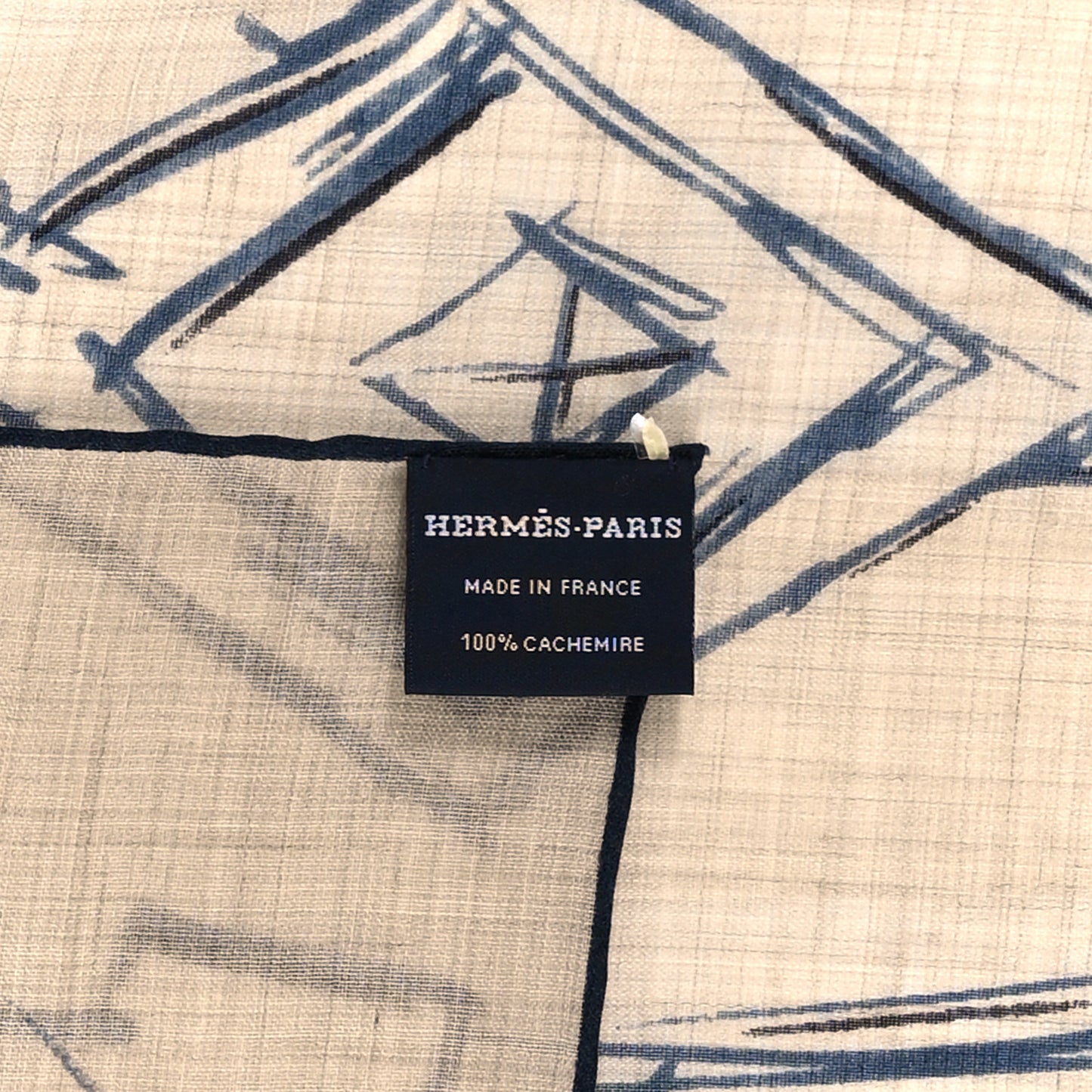 Cashmere Brides et Destin Esquisse Light Scarf 90 Beige Chine Marine Black