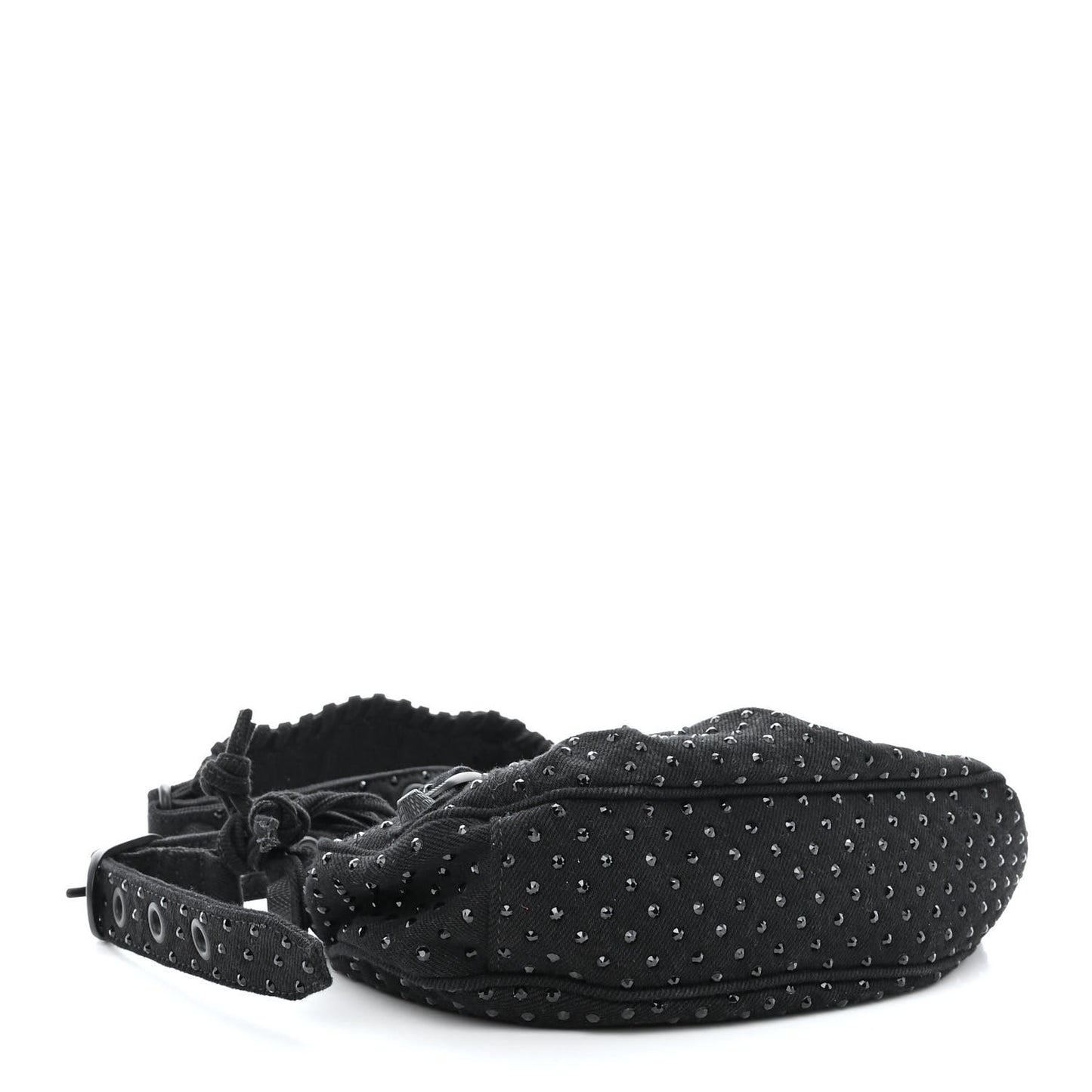 Denim Embellished Le Cagole Shoulder Bag XS Black