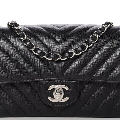 Chanel Caviar Chevron Quilted Mini Rectangular Flap Black 10 of 10