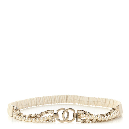 Chanel Lambskin CC Pearl Chain Belt 85 34 White 1 of 4