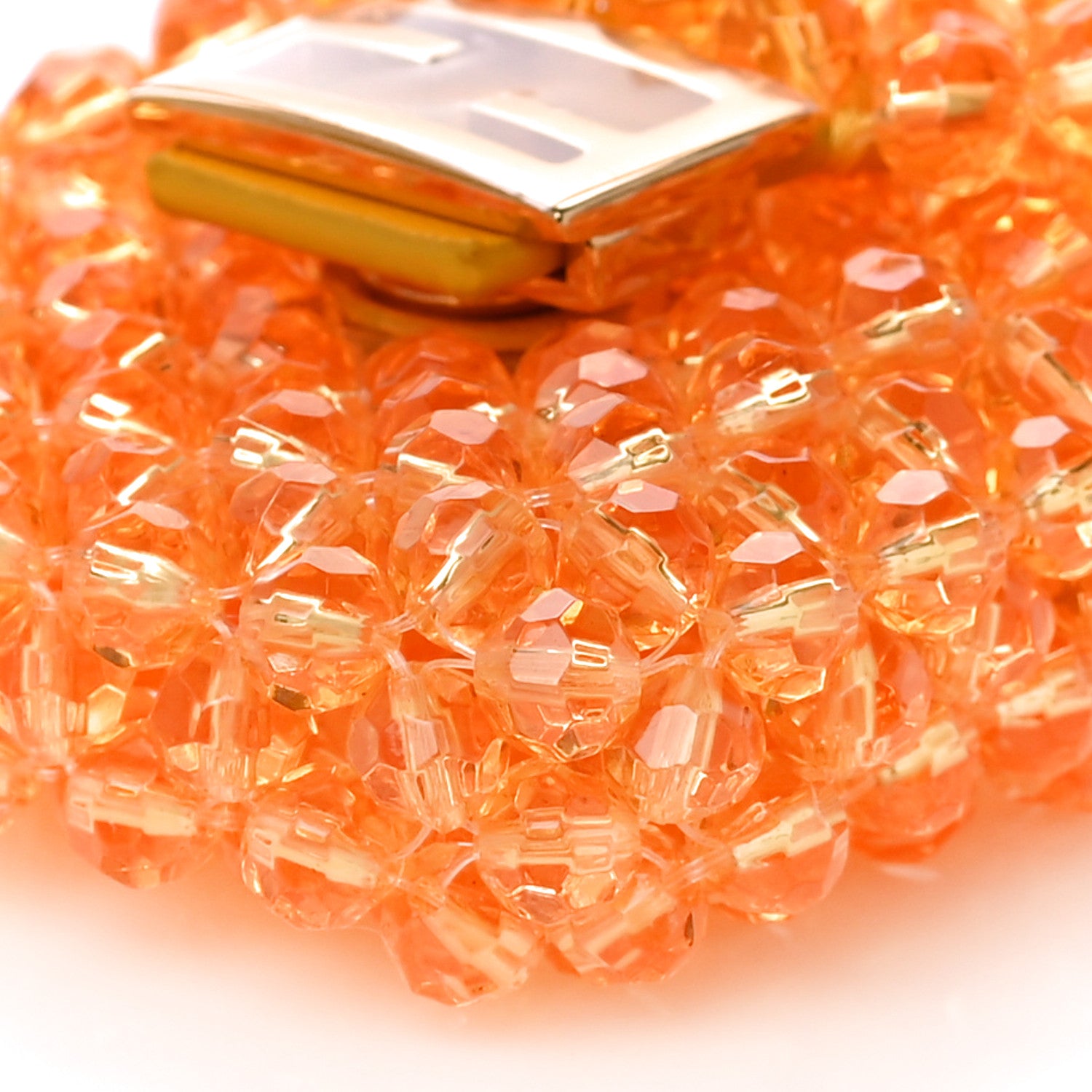 Fendi Glass Vitello King Beaded Mini Pico Baguette Charm Orange 7 of 8