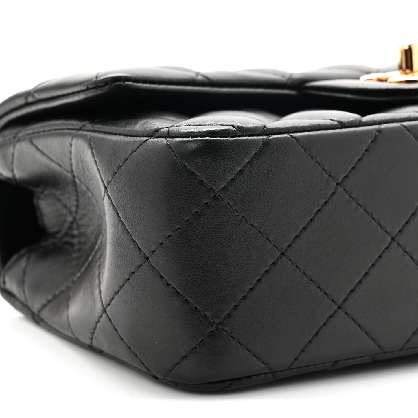 Lambskin Quilted Mini Rectangular Flap Black