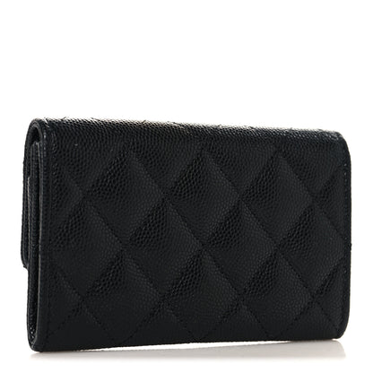Chanel Caviar Quilted Striated CC Flap Card Holder Black 3 of 8