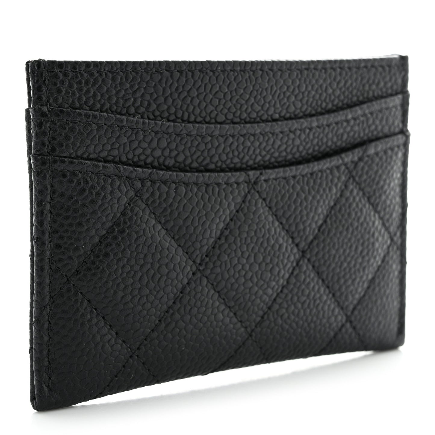 Caviar Quilted Card Holder Black