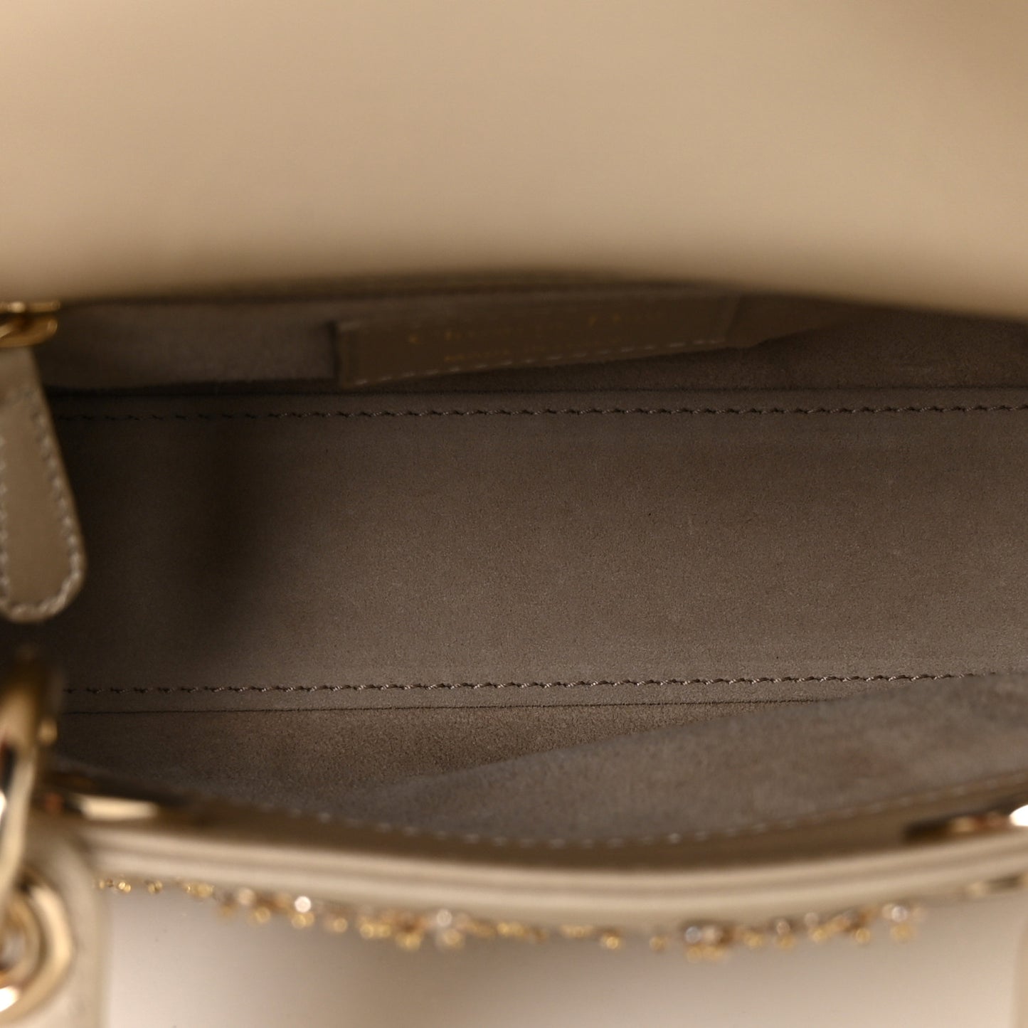 Metallic Lambskin Crystal Cannage Mini Lady Dior Platinum
