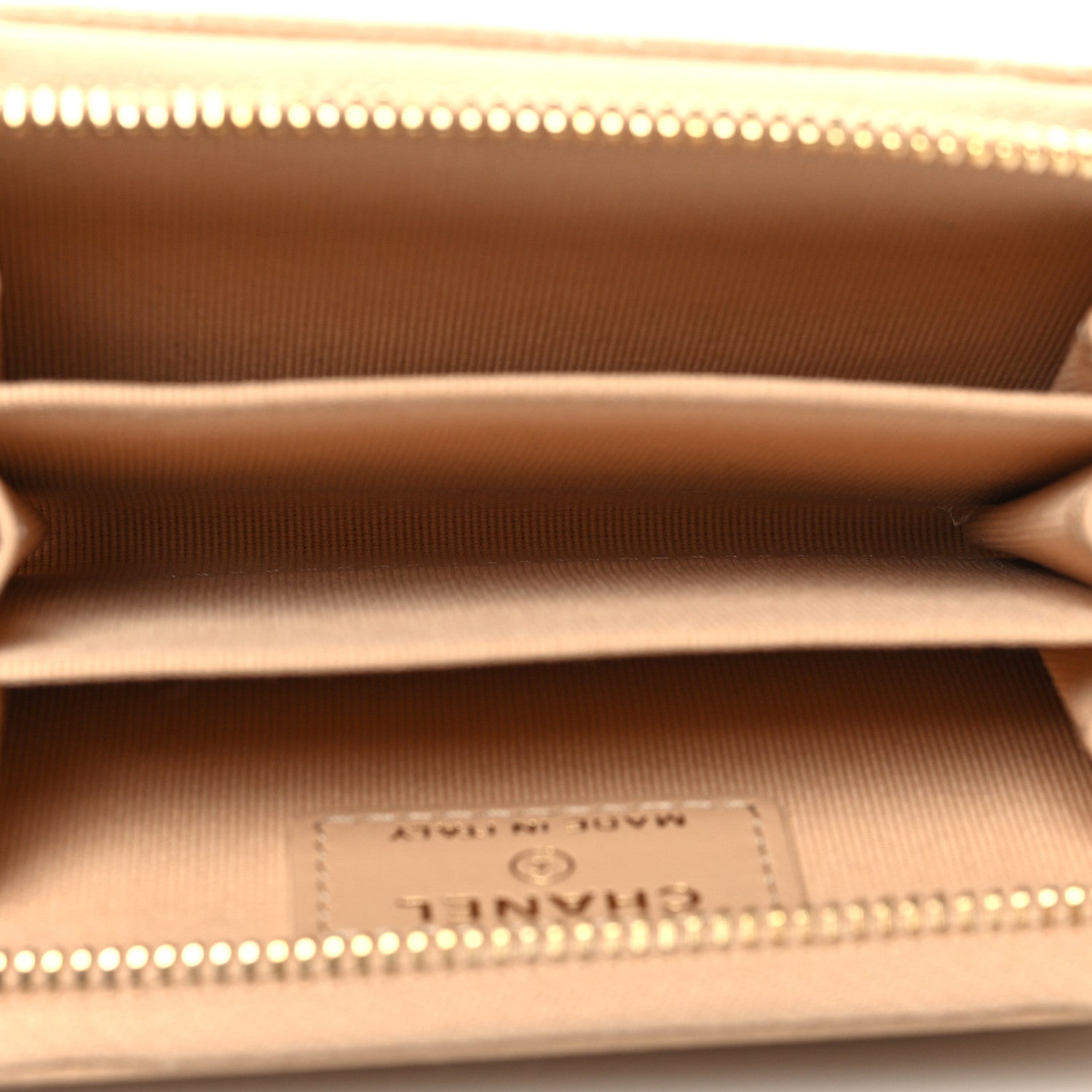 Chanel Caviar Quilted Zip Around Coin Purse Beige 5 of 8