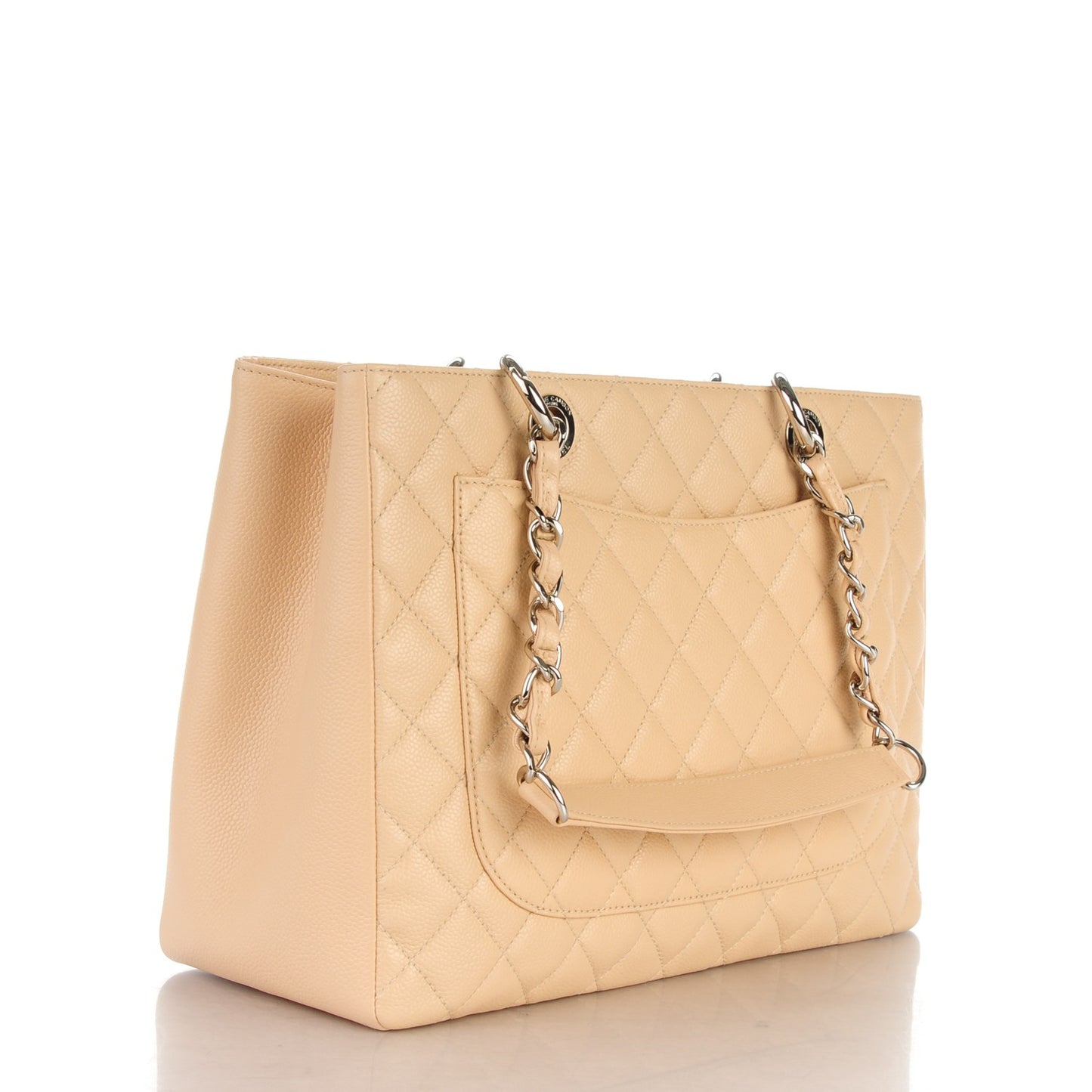 Caviar Quilted Grand Shopping Tote GST Beige Clair