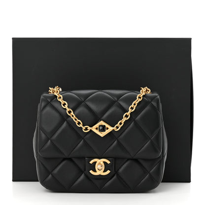 Chanel Lambskin Enamel Pearl Quilted Mini Charm Me Square Flap Black 11 of 11