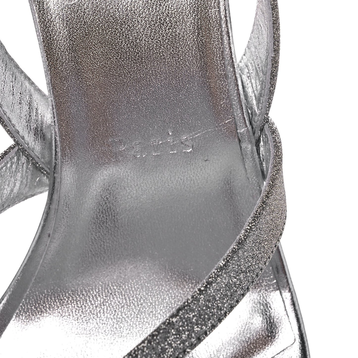 Glitter Calfskin Taralita 85 Thong Sandals 41 Silver