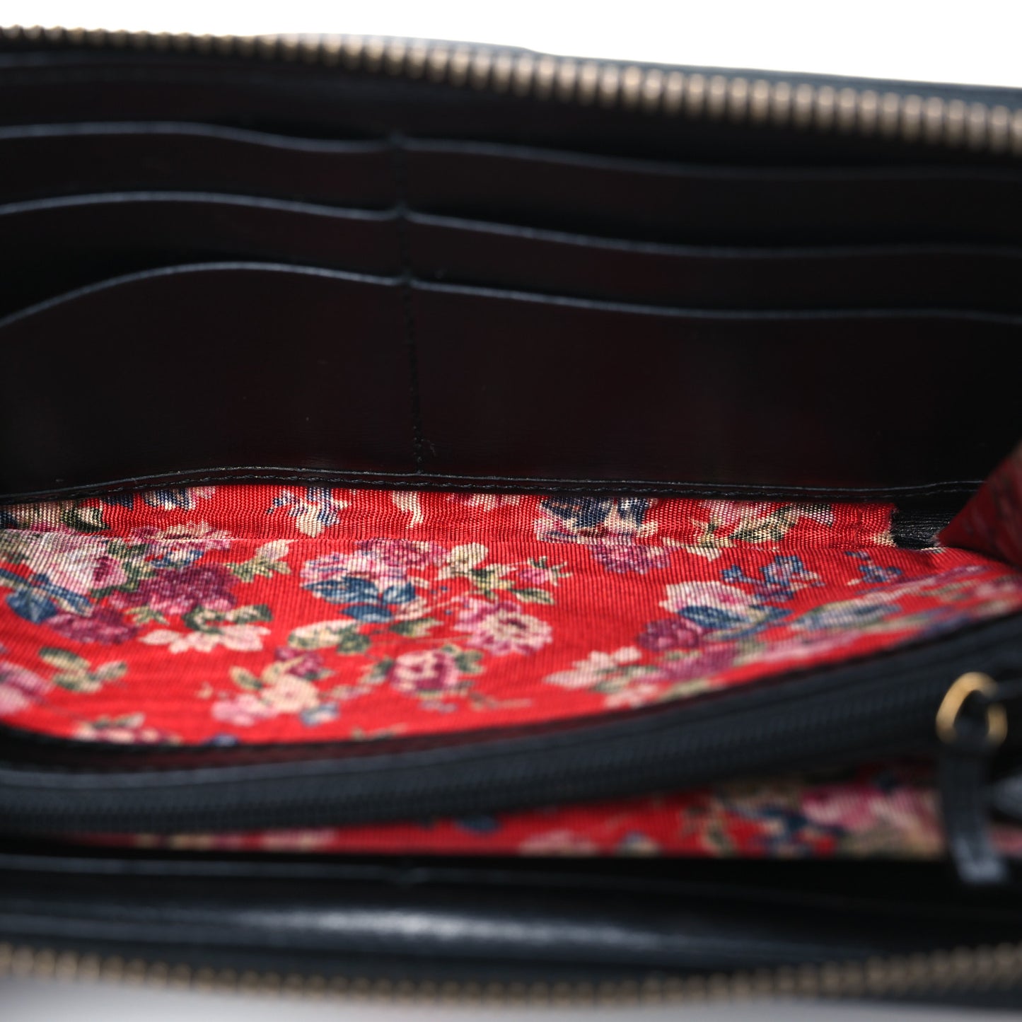 Calfskin Web Trapuntata GG Zip Around Wallet Black