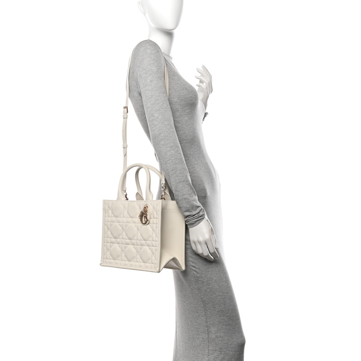 Christian Dior Calfskin Macro Cannage Small Book Tote Latte 3 of 11