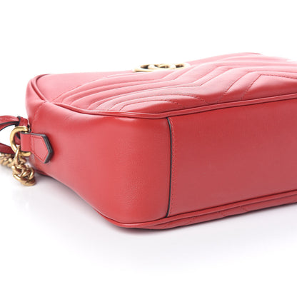 Gucci Calfskin Matelasse Medium GG Marmont Chain Shoulder Bag Hibiscus Red 8 of 9