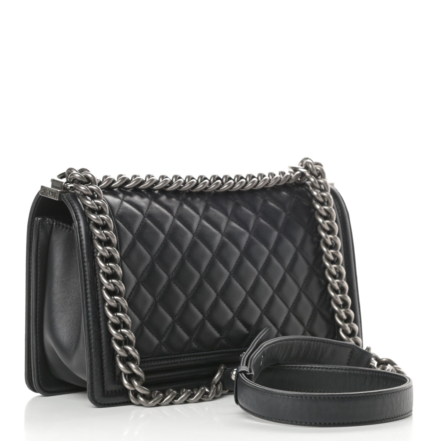 Lambskin Quilted Medium Boy Flap Black
