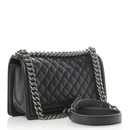Chanel Lambskin Quilted Medium Boy Flap Black 3 of 19