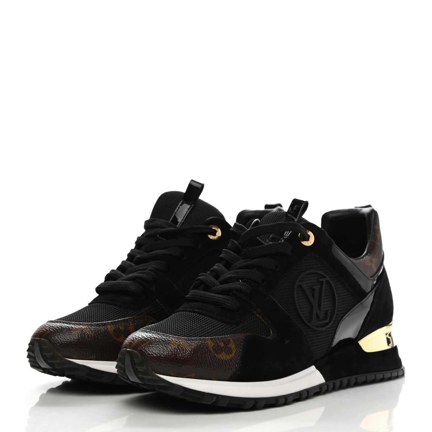 Suede Monogram Run Away Sneakers 38 Black