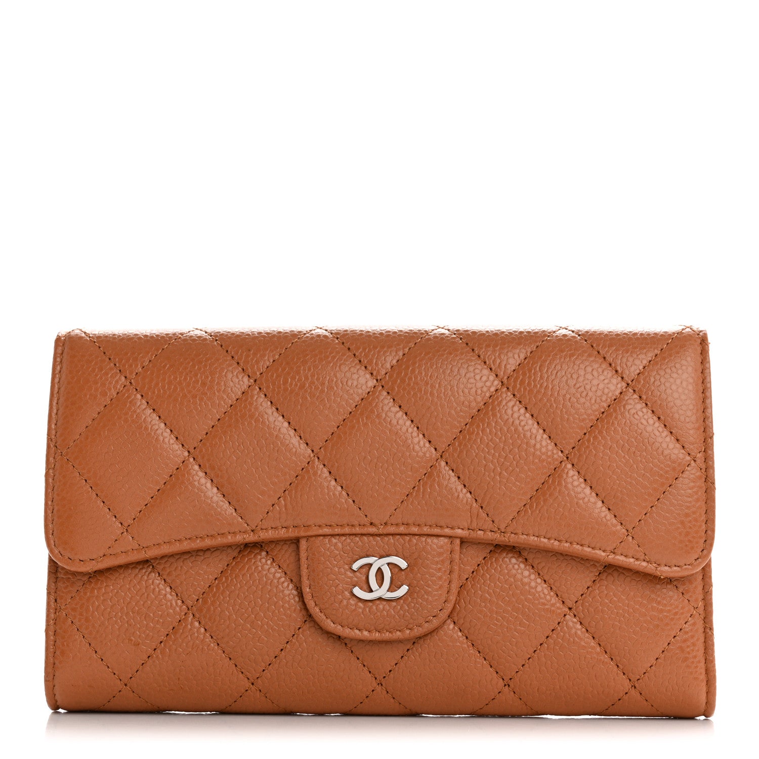 Chanel Caviar Quilted Large Flap Wallet Light Brown 1 of 9