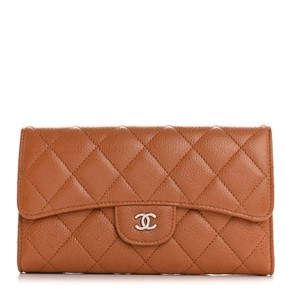 Chanel Caviar Quilted Large Flap Wallet Light Brown 1 of 9
