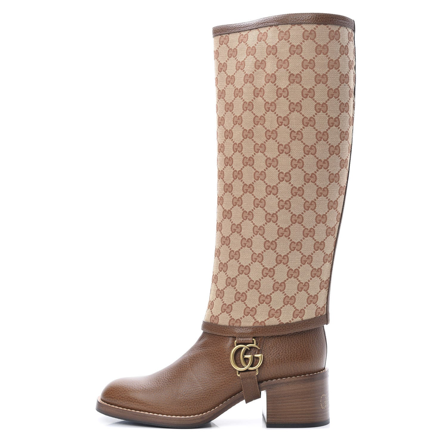 Gucci GG Monogram Calfskin Lola Tall Boots 41.5 Beige Ruggine Cuir 1 of 8