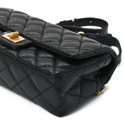 Chanel Aged Calfskin Quilted 2.55 Reissue Flap Belt Bag Clutch Black 11 of 11