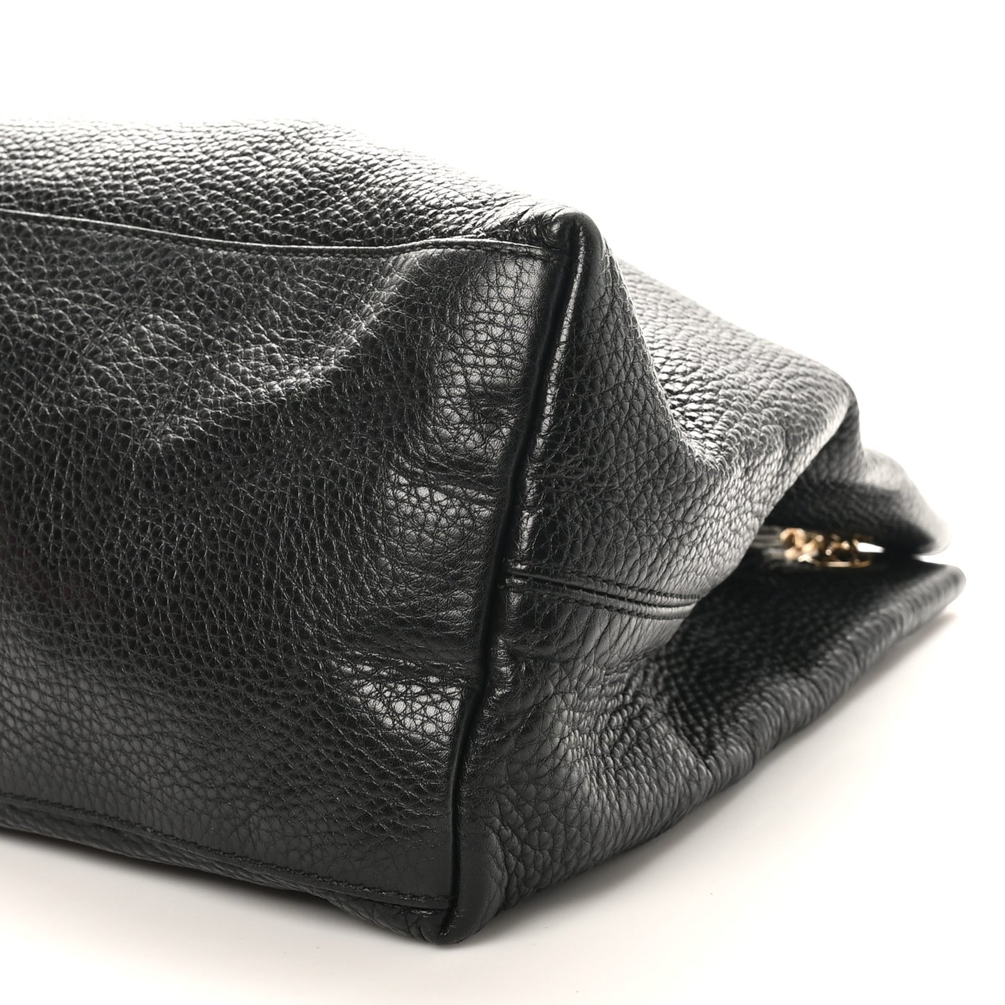 Pebbled Calfskin Medium Soho Chain Shoulder Bag Black