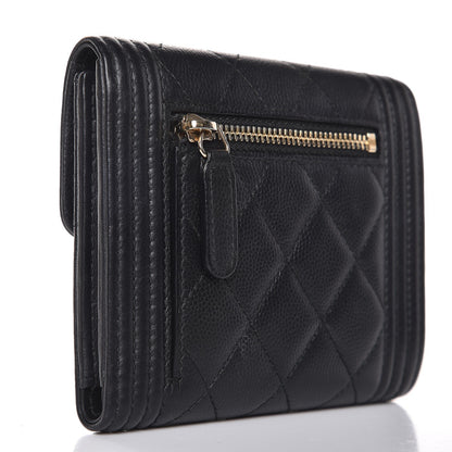 Chanel Caviar Quilted Compact Boy Wallet Black 3 of 9