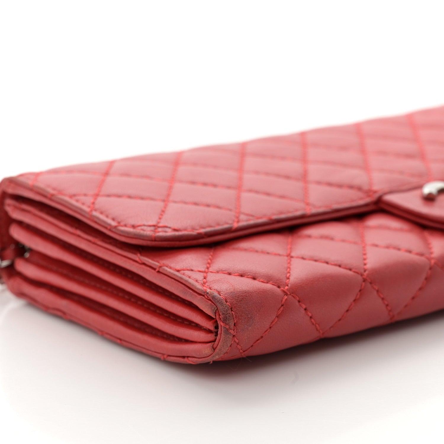 Chanel Lambskin Quilted Chain Clutch Flap Red 8 of 14
