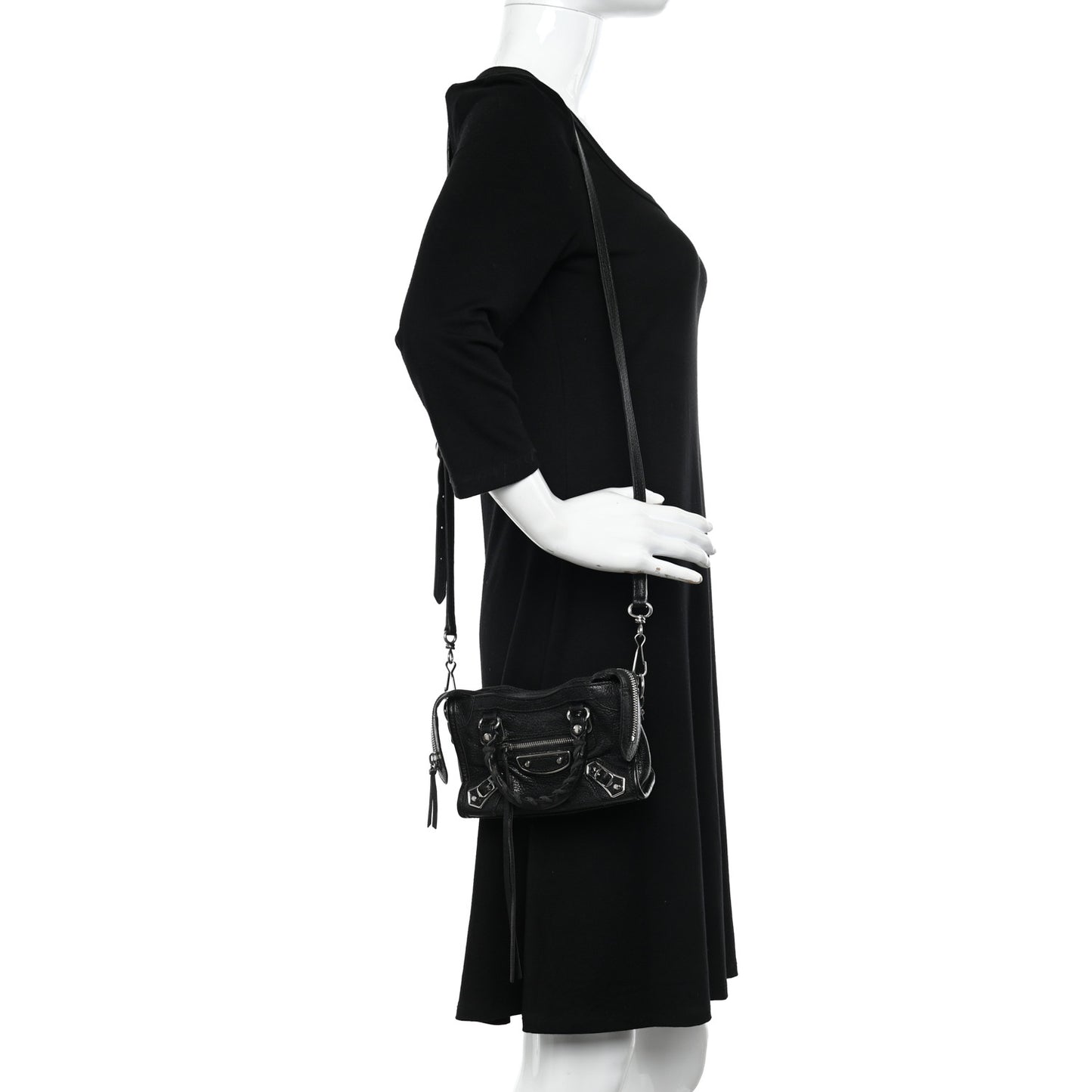 Chevre Silver Metallic Edge Hardware Nano City Black