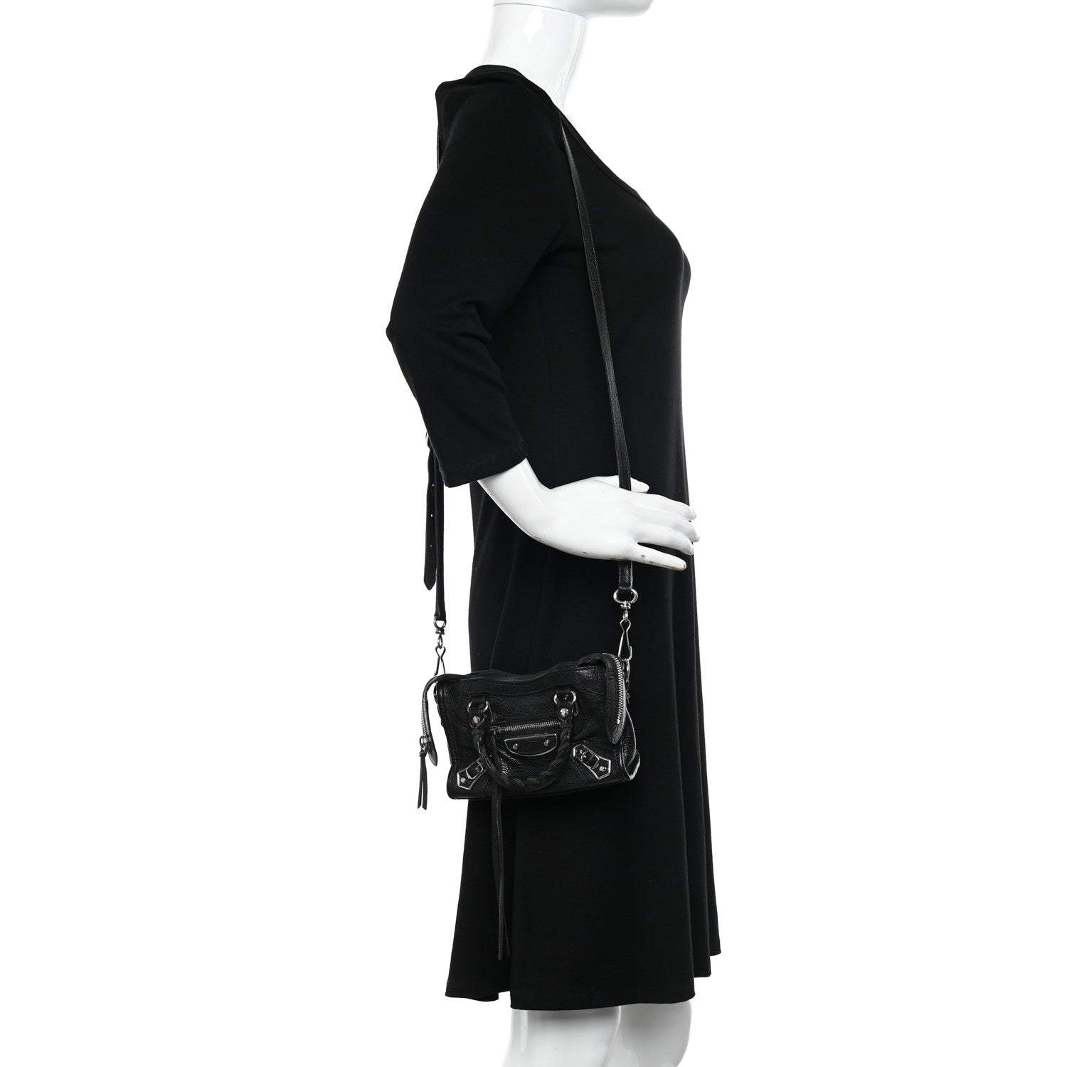Balenciaga Chevre Silver Metallic Edge Hardware Nano City Black 2 of 20