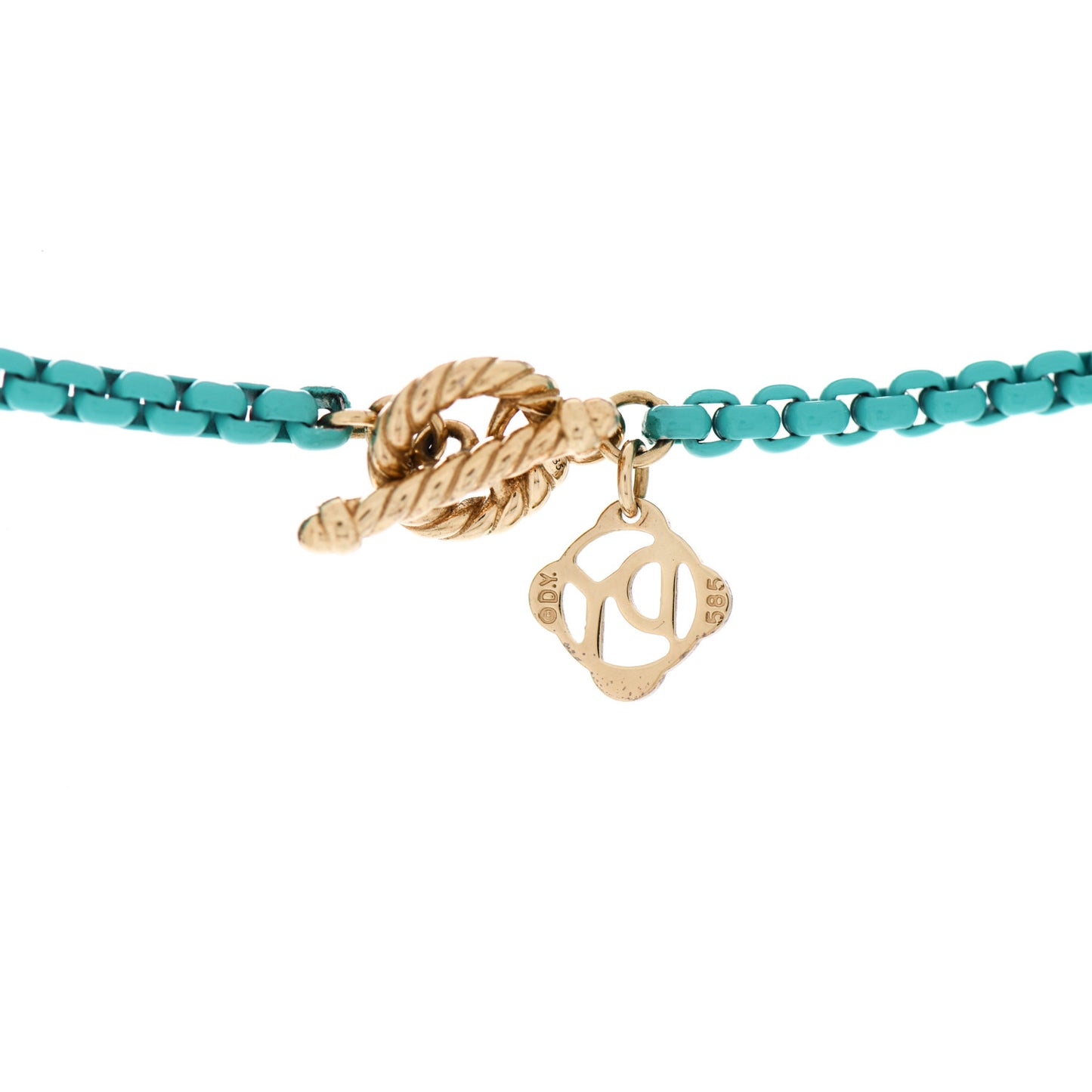 Stainless Steel 14K Yellow Gold Acrylic Bel Aire Chain Necklace Turquoise