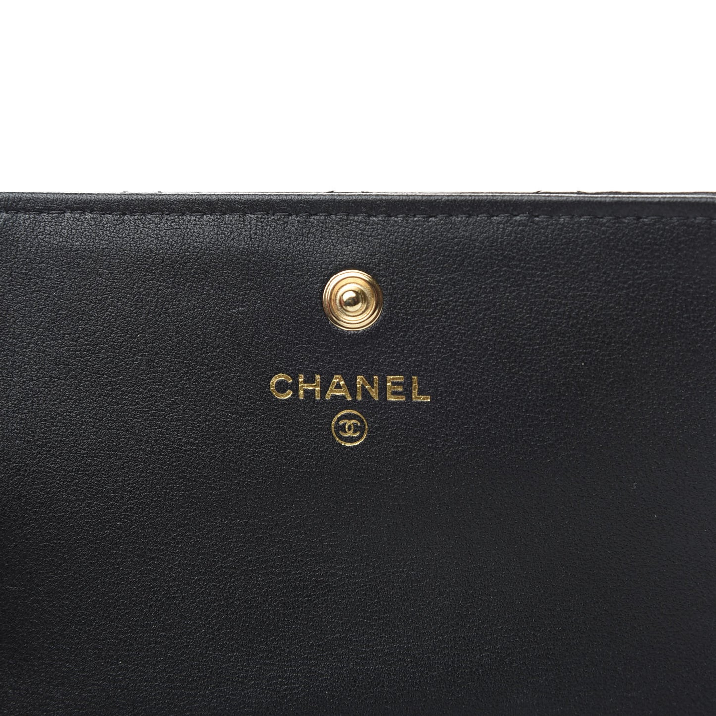 Calfskin Quilted About Pearls Card Holder Flap With Chain Black