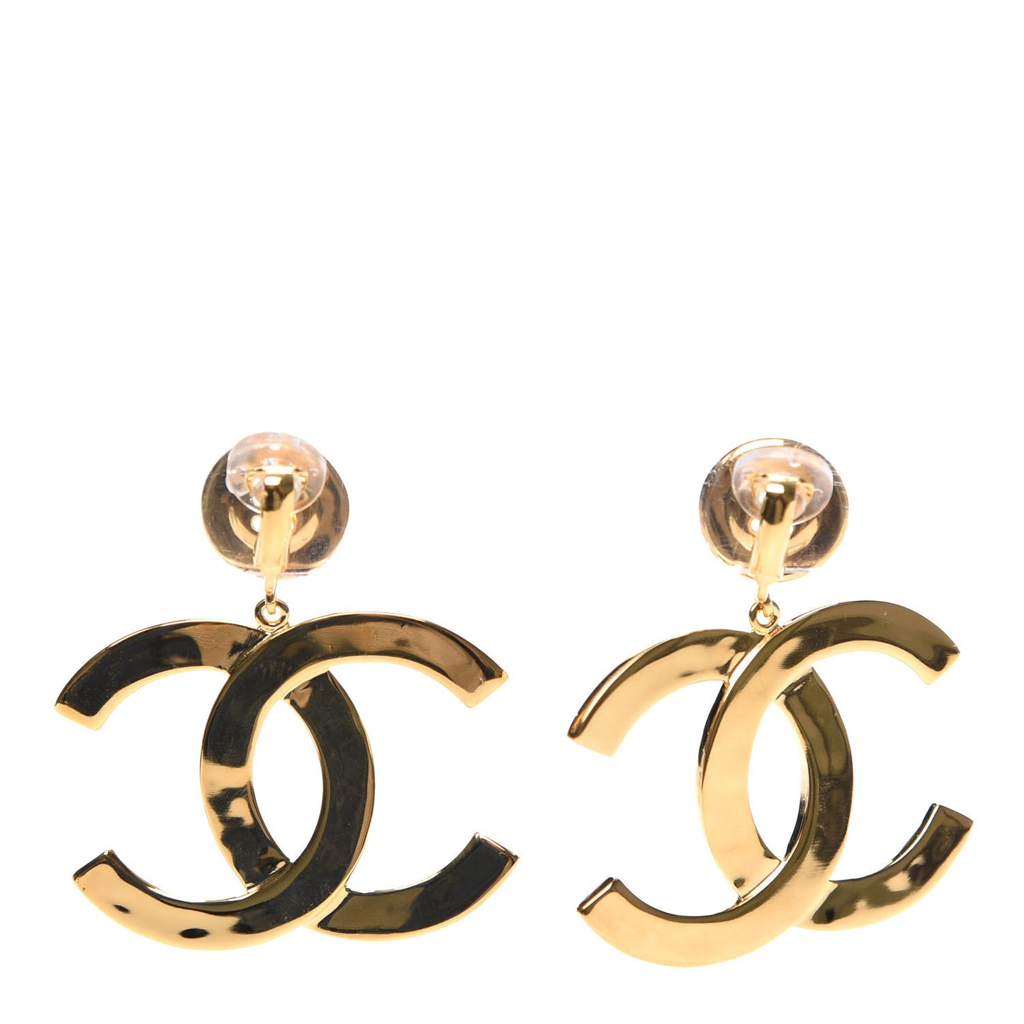 Metal Large Paris Button Clip On Earrings Gold