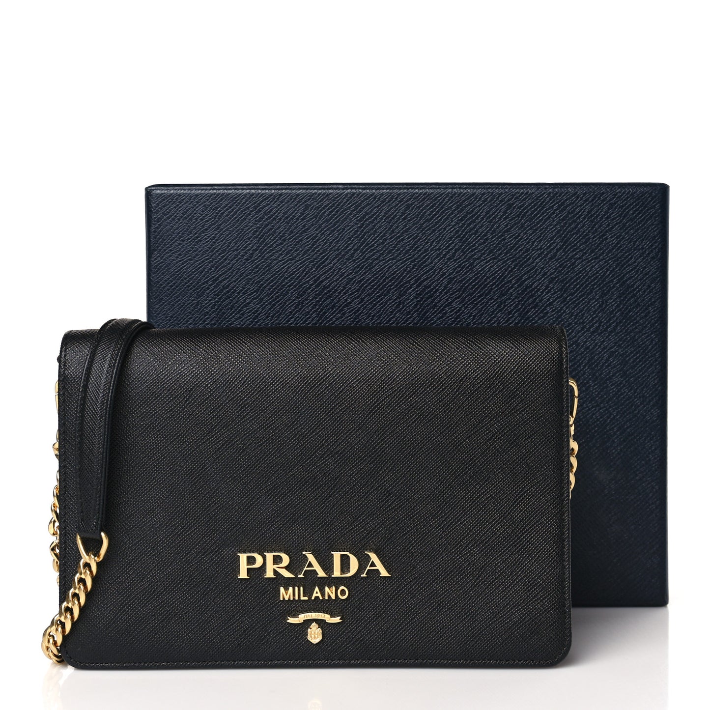 Saffiano Lux Mini Crossbody Bag Black