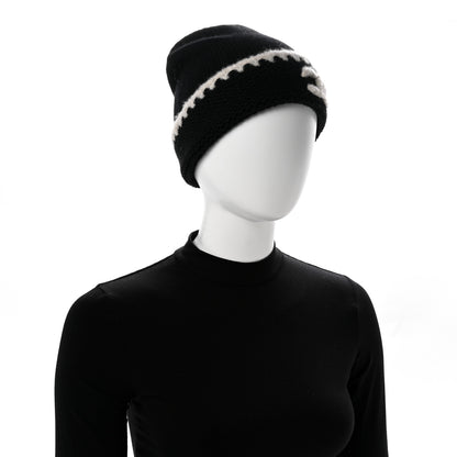 Chanel Cashmere CC Logo Beanie Hat Black 2 of 6