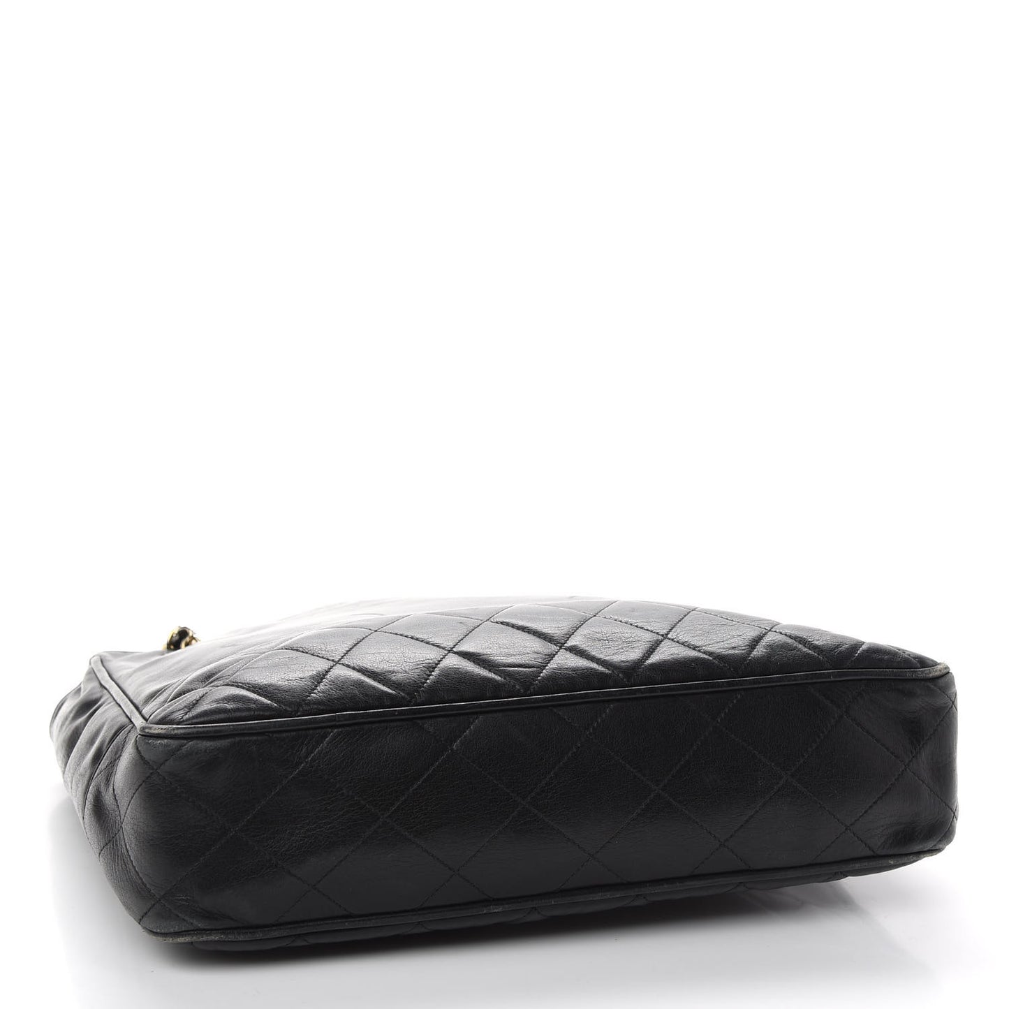 Lambskin Quilted Shopping Tote Black