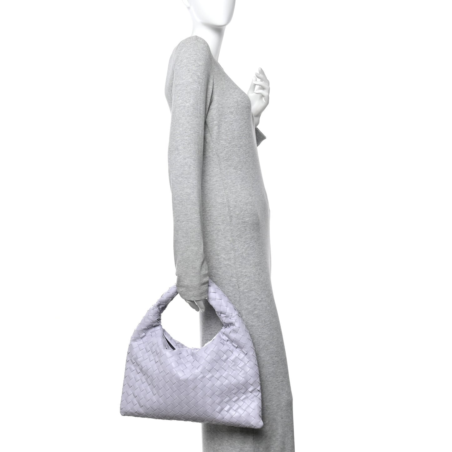 Calfskin Intrecciato Small Hop Oyster Lilac